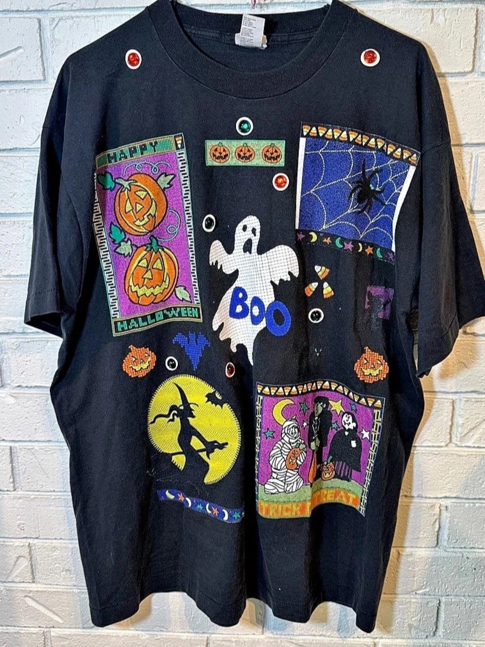 Vintage 90s Halloween Graphic Short Sleeve Tee Shirt Unisex L/XL